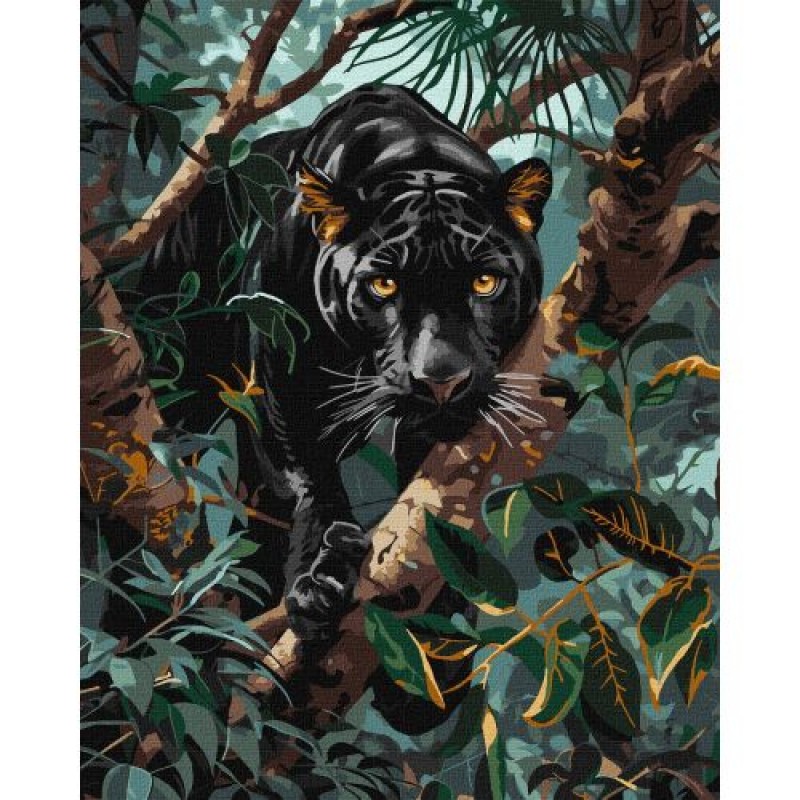 Картина по номерах з фарбами металік "Граціозна пантера" 40х50 см Комбінований Різнобарв'я (240878)