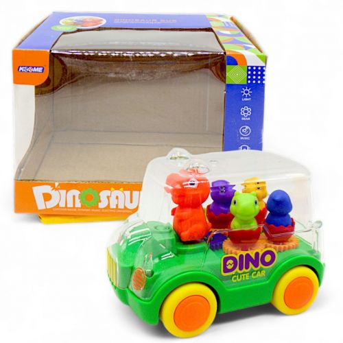 Музична машинка на батарейках "Dino Car", зелена Пластик Різнобарв'я (241370)