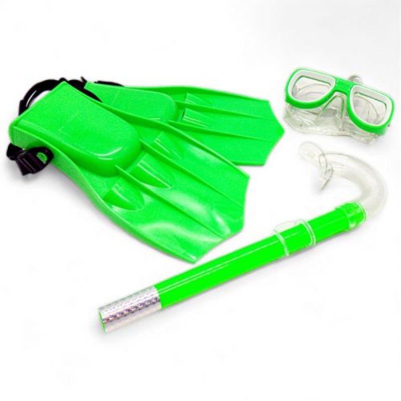 Набір для плавання (маска, ласти, трубка), зелений L/XL 34-38 Комбінований Різнобарв'я (241815)