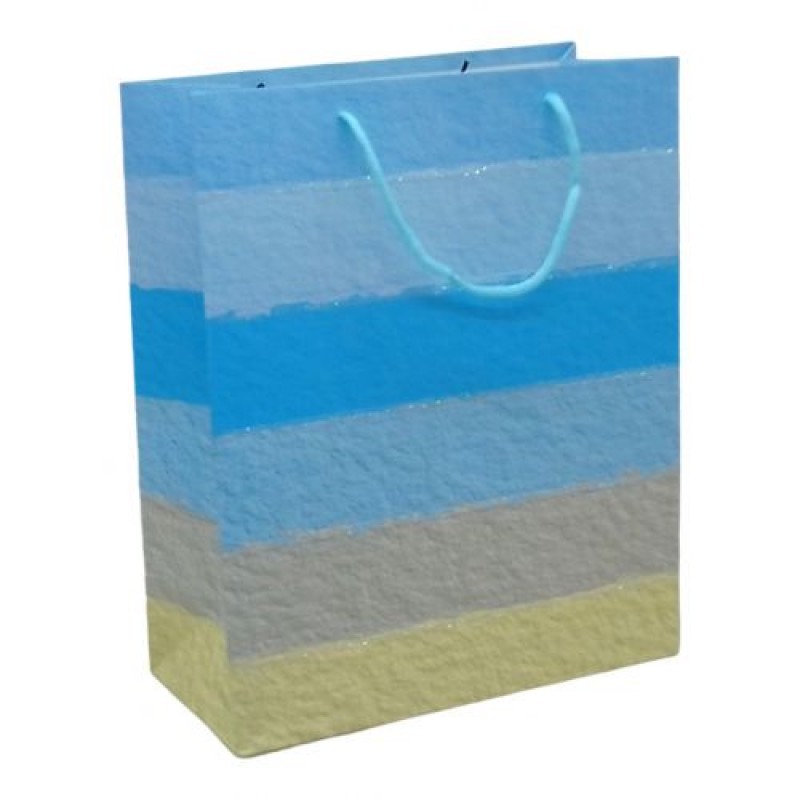 Пакет подарунковий (32х12х26 см), смугастий блакитний Картон Різнобарв'я (243167)
