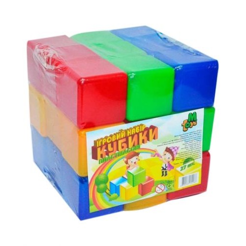 Кубики кольорові (27 штук) Пластик Різнобарв'я (26224)