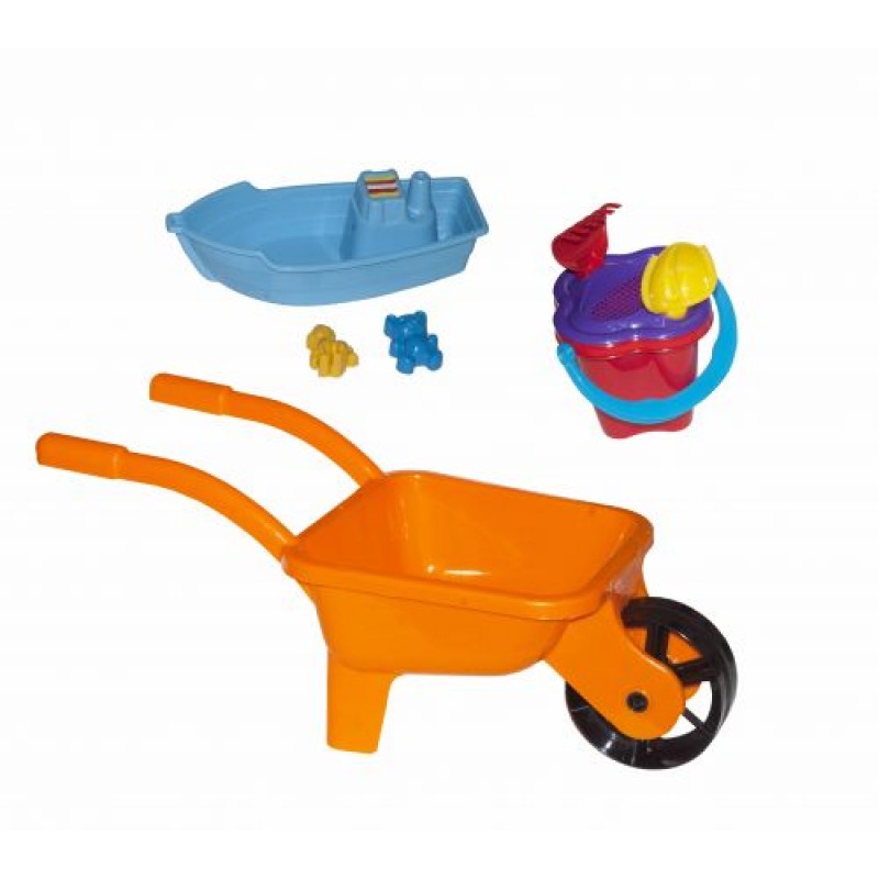 Тачка з човником і пісочним набором (помаранчева) Пластик Помаранчевий (49975)
