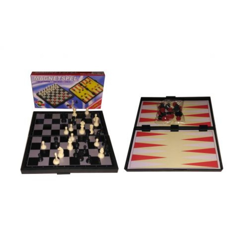 Ігровий набір "Magnetspel" 3 в 1 (шашки, нарди, шахи) Пластик Різнобарв'я (50280)