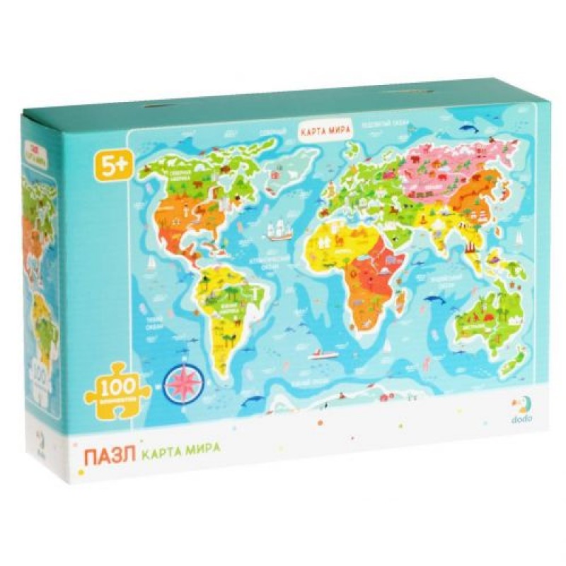 Пазли "Карта світу", 100 елементів (укр) Комбінований Різнобарв'я (55554)