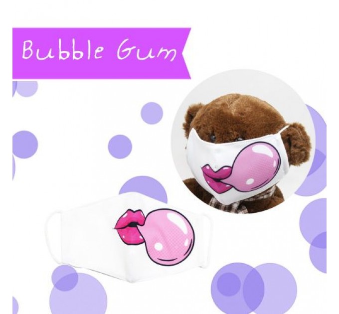 Многоразовая 4-х слойная защитная маска "Bubble Gum" размер 3, 7-14 лет (белый) mask2NEW