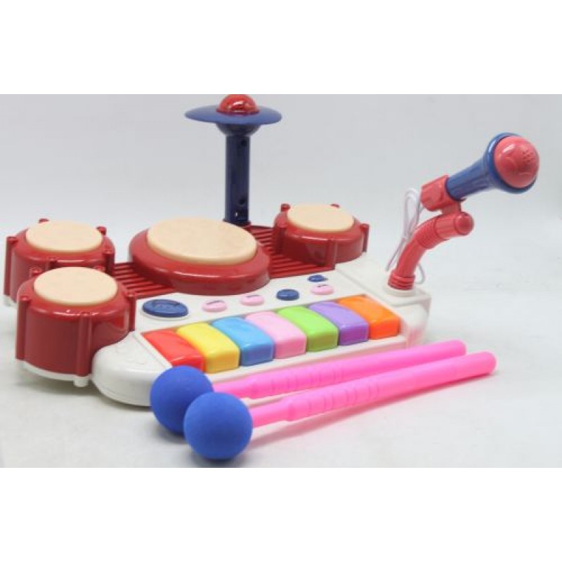 Піаніно з барабаном та мікрофоном "Jazz Drum" (червоний) Пластик Червоний (222291)