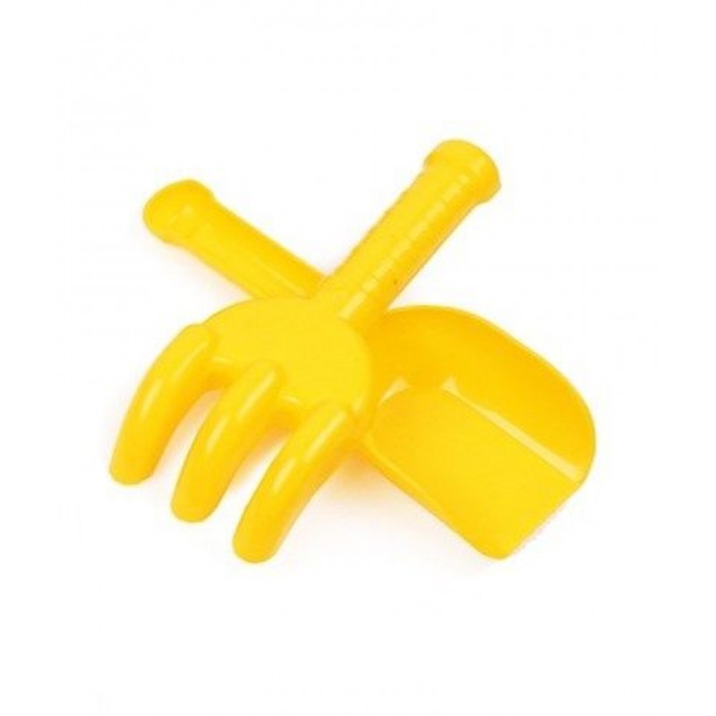 Набір "Лопатка та граблі", маленький (жовтий) Пластик Жовтий (101885)