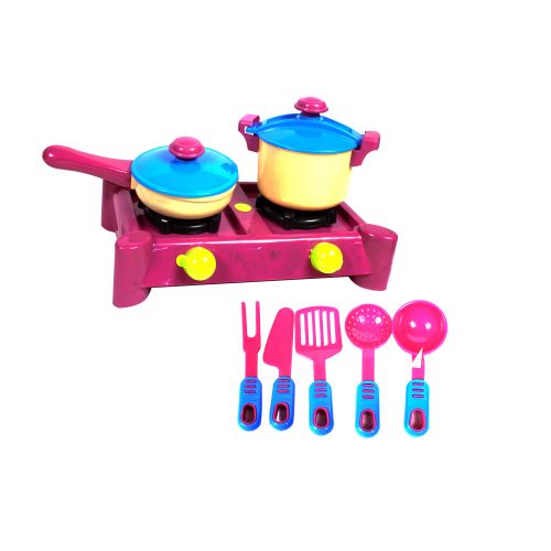 Набор посуды "Ева" с плитой (розовый), 8 шт KW-04-417