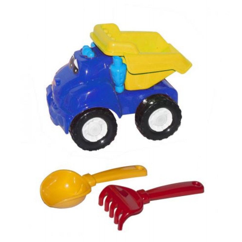 Машина "Смайл самосвал" №1 (синяя) + грабельки и лопатка