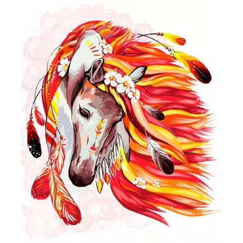 Картина за номерами "Вогняна кінь" укр Комбінований Білий (138550)
