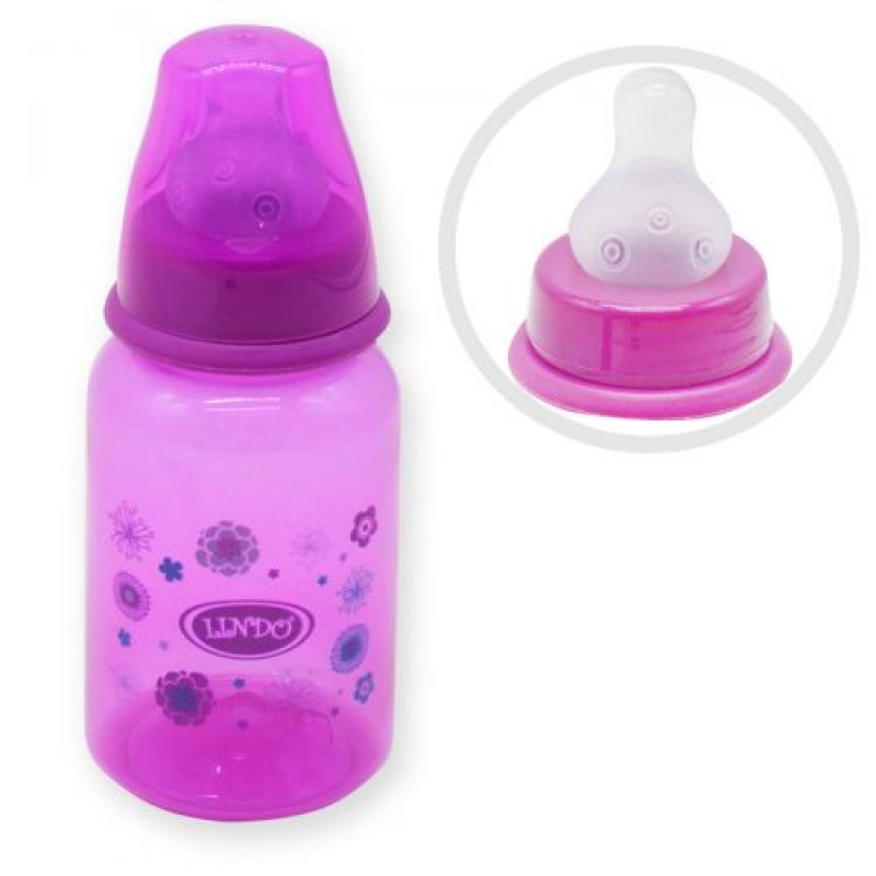 Детская бутылочка с соской 125 мл, розовая LI 137