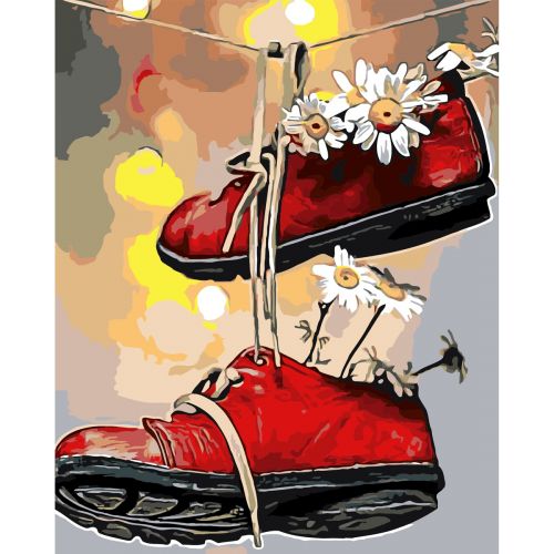 Картина по номерах "Взуття з ромашками" ★★★ Комбінований Білий (180810)