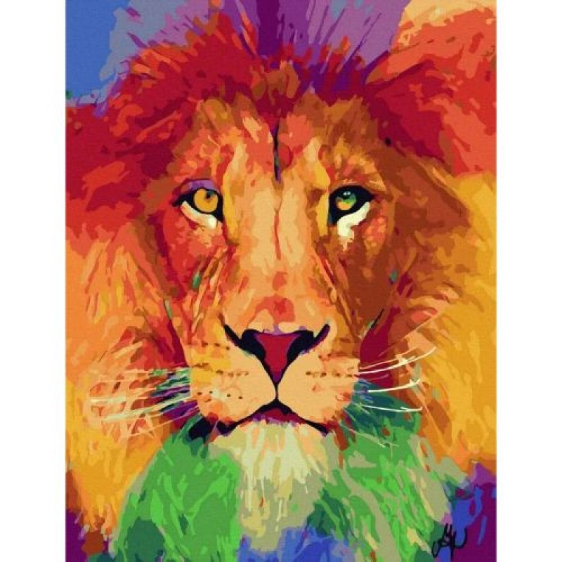 Картина за номерами "Райдужний лев" Комбінований Різнобарв'я (200536)