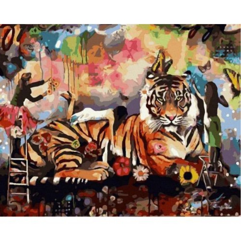 Картина за номерами "Величний тигр" Комбінований Різнобарв'я (201018)