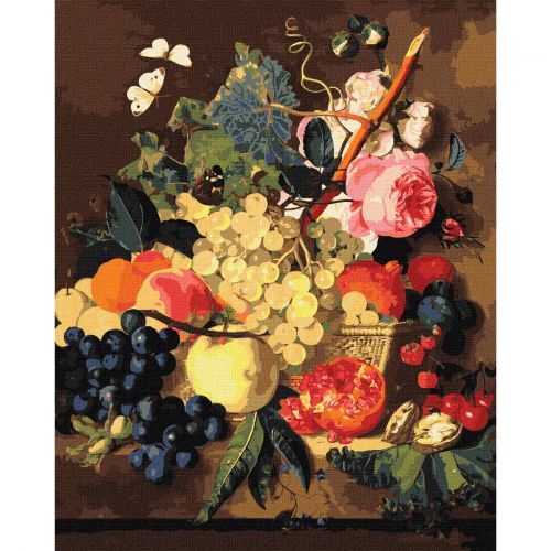 Картина за номерами "Кошик із фруктами" ★★★★★ Комбінований Різнобарв'я (201150)