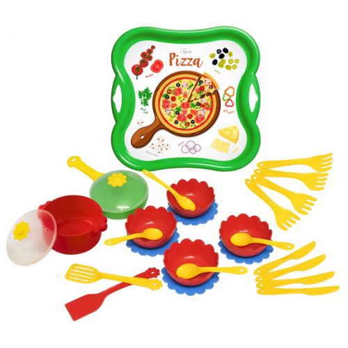 Набір посуду столовий "Піца" на підносі Пластик Різнобарв'я (204984)