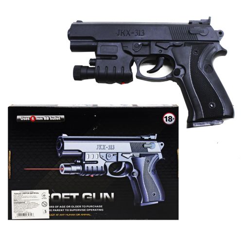 Пістолет з кульками, з ліхтариком та лазерним прицілом Пластик Чорний (215388)
