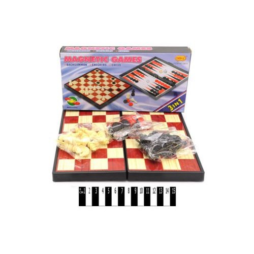 Уцінка. Магнітна гра 3 в 1 (шахи, шашки, нарди) - Відклеїлась дошка (216281)