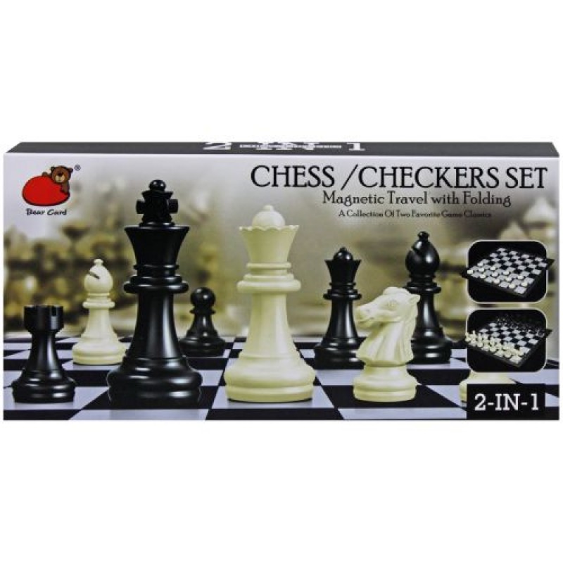 Настільна гра 2в1 "Шахмати + шашки" Комбінований Чорний білий (219311)