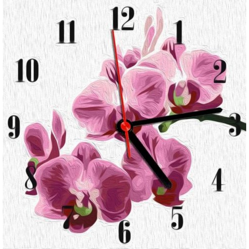 Годинник-картина за номерами "Орхідея", 30х30 см Комбінований Різнобарв'я (220407)