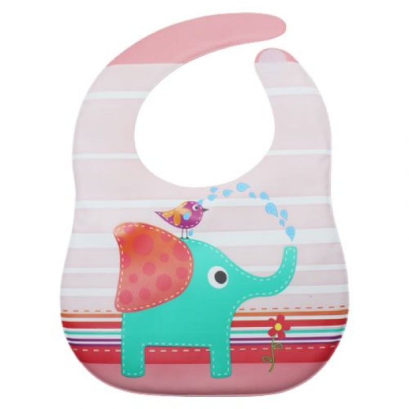 Слинявчик з кишенею "Слон та пташка" (на липучці) Комбінований Рожевий (225706)