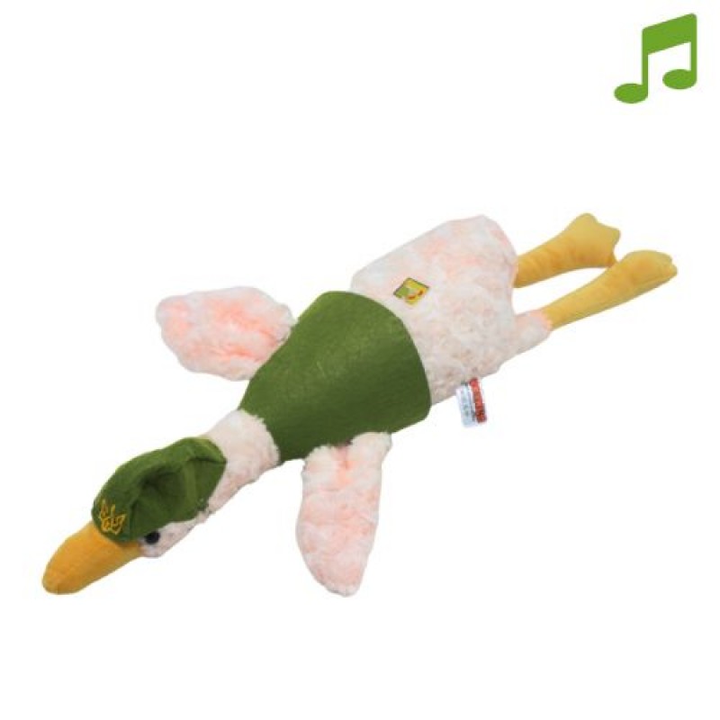 М'яка іграшка Гусак-обнімусь, 60 см, патріот, музичний, кучерявий, бежевий Комбінований Білий (226362)