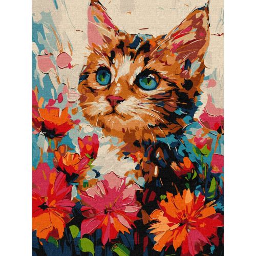Картина за номерами "Котик у квітах" 30х40 см Комбінований Різнобарв'я (238372)