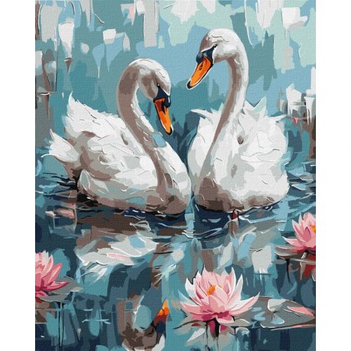 Картина по номерах "Закохані лебеді" 40х50 см Комбінований Різнобарв'я (240879)