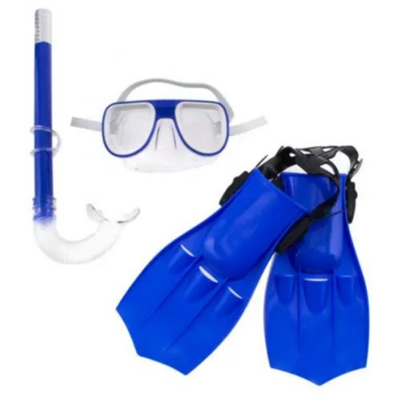 Набір для плавання (маска, трубка, ласти 28-32) , синій Пластик Синій (242881)