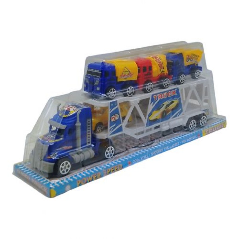 Трейлер-автовоз з машинками синій (243855)