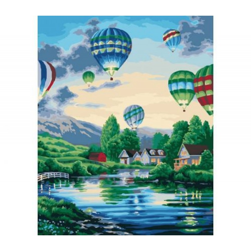Картина по номерам "Сельский пейзаж: воздушные шары" КНО2221