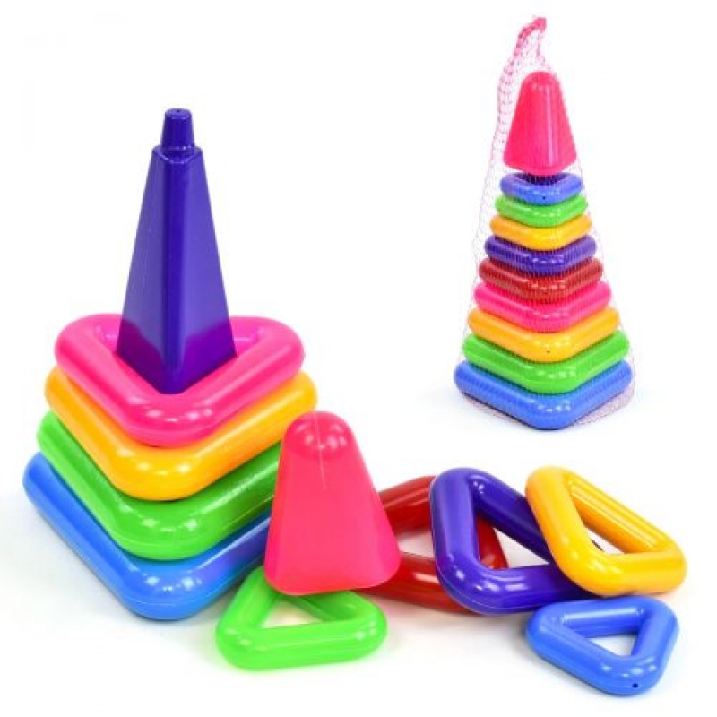 Логічна іграшка "Пірамідка трикутна №7", 9 елементів Пластик Різнобарвний (53759)
