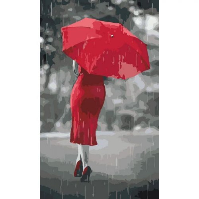 Картина по номерам "Красный зонтик" ★★★ КНО2655