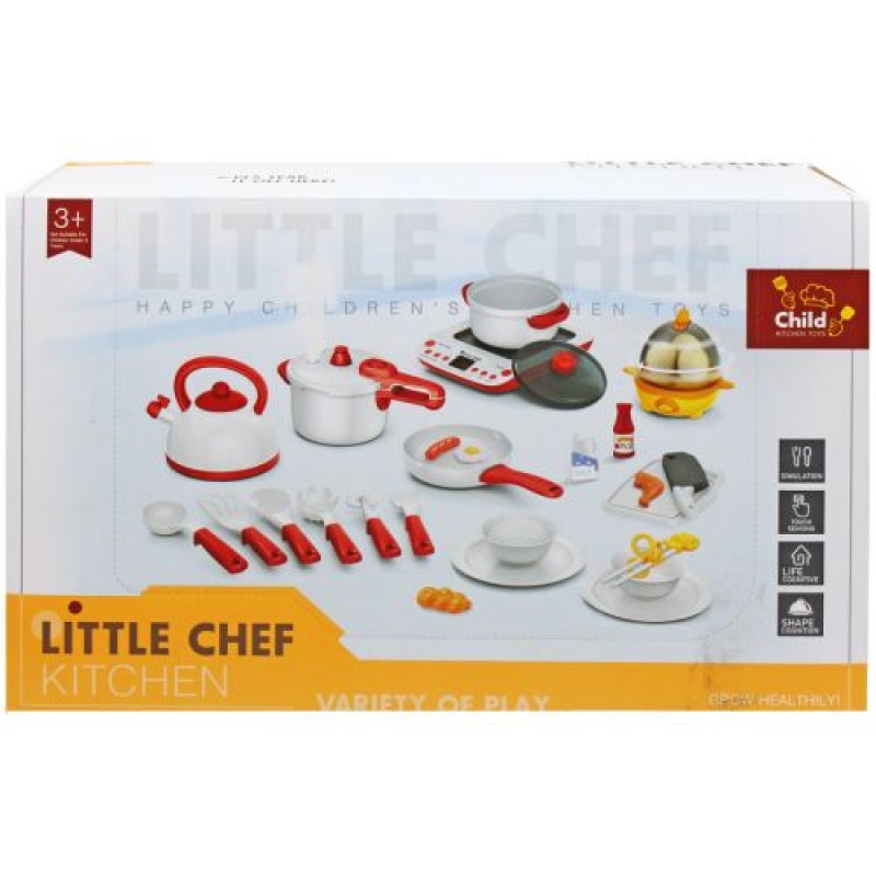 Плита на батарейках "Little Chef", з продуктами та посудом Пластик Різнобарв'я (213996)
