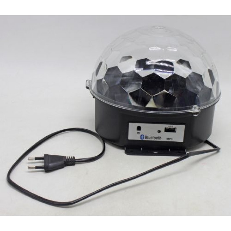 Проектор "Дискотека", мультикольорове LED-світло, пульт д/у, флешка з музикою, працює від мережі 220V, Bluetooth, в коробці (223912)