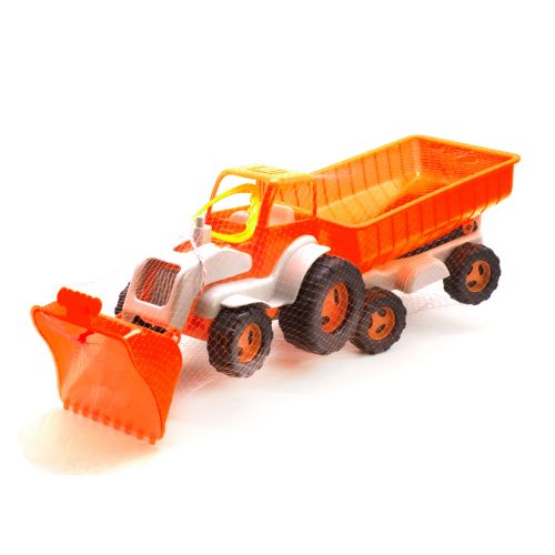 Трактор з ковшем і причепом (оранжево-білий) Пластик Оранжево-білий (108115)