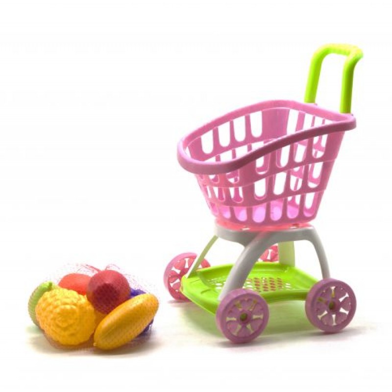 Візок покупця з продуктами рожевий Пластик Рожевий (110685)
