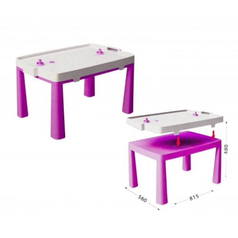Пластиковый стол с насадкой для аэрохоккея (розовый) 04580/3