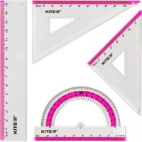 Набір: лінійка 15 см, 2 кос., трансп. (рож. смуга) K17-280-10