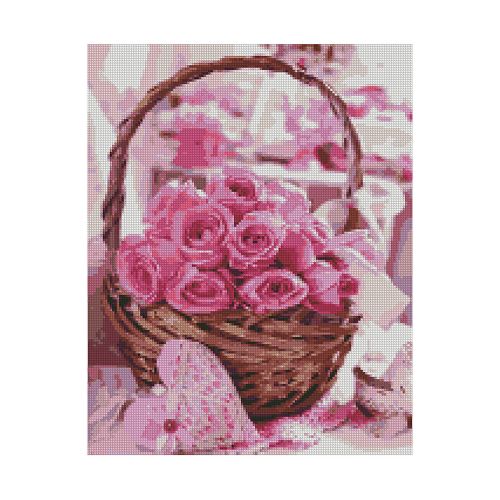 Алмазная мозаика "Корзина розовых роз"