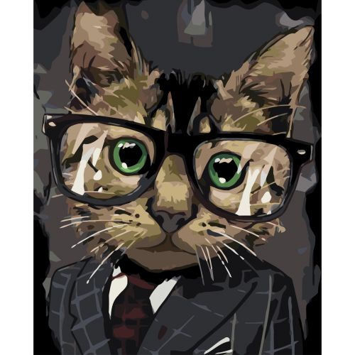 Картина за номерами "Кіт в окулярах" Комбінований Різнобарв'я (180842)