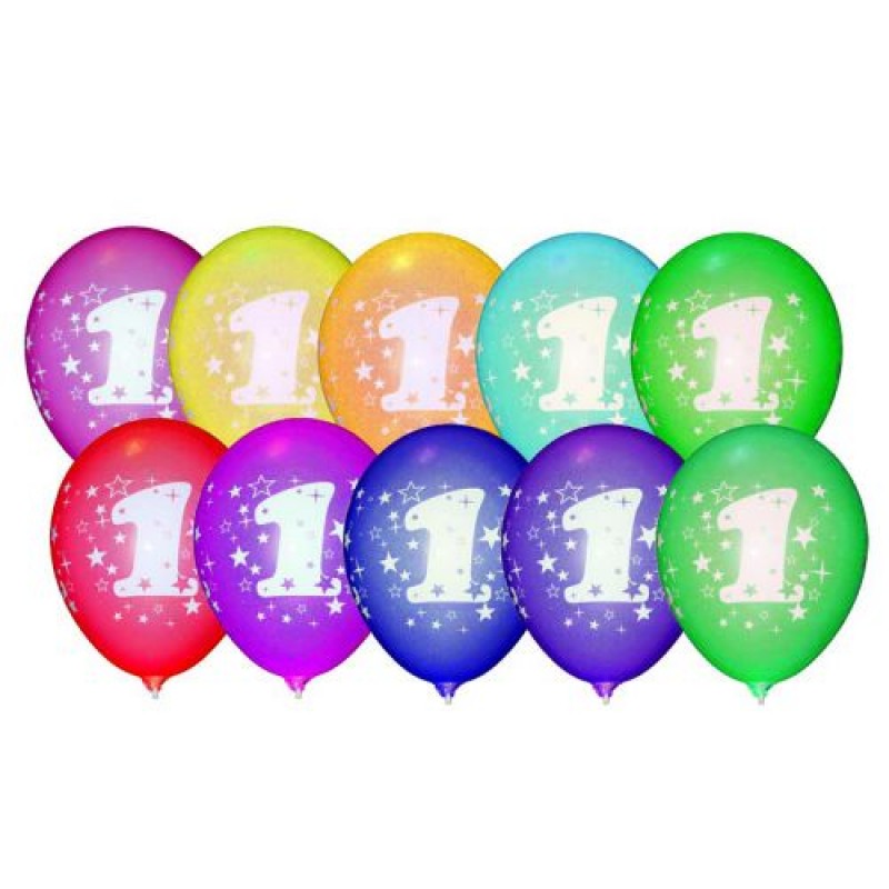 Кульки латексні "Цифра 1", 10 шт Латекс Різнобарв'я (192353)