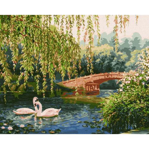 Картина за номерами "Лебеді на озері" ★★★★★ Комбінований Різнобарв'я (196043)