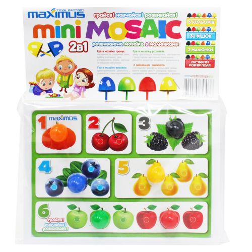 Набір "mini Mosaic" 30 фішок, 2 яскраві картинки, арифметика та логіка Пластик Різнобарв'я (204855)