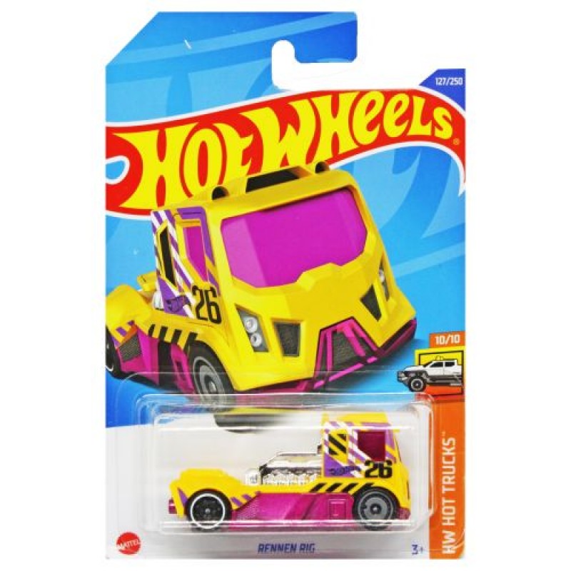 Машинка "Hot wheels: RENNEN RIG" (оригінал) Металопластик Жовтий фіолетовий (205677)