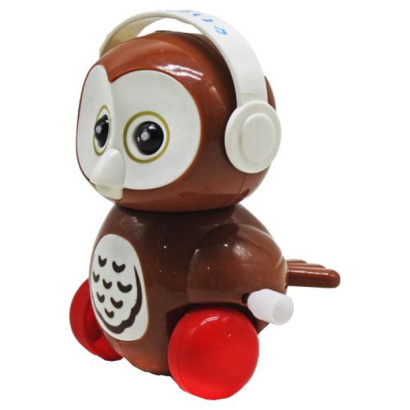 Заводна іграшка "Сова в навушниках", коричневий Пластик Коричневий (207476)