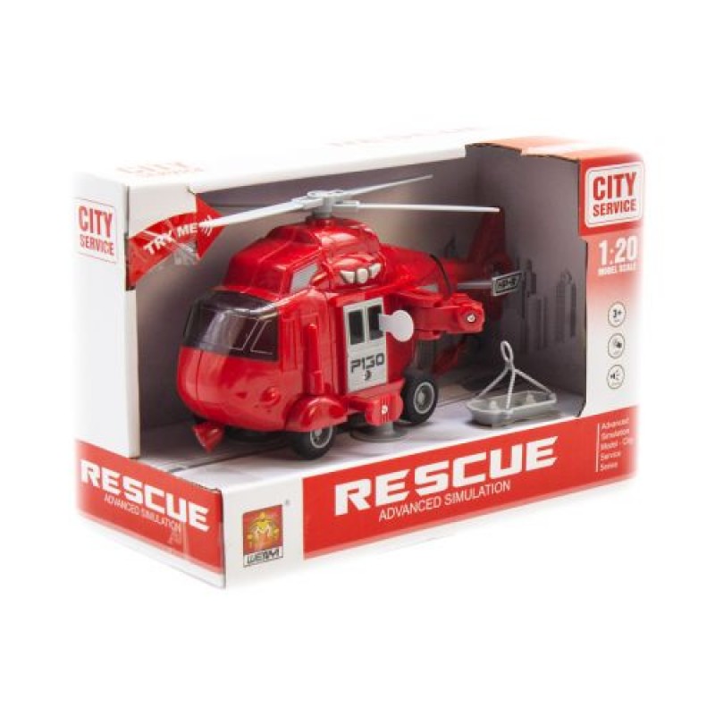 Уцінка. Інтерактивний інерційний вертоліт "Рятувальник" (червоний) - зламано кріплення на кошику (211619)