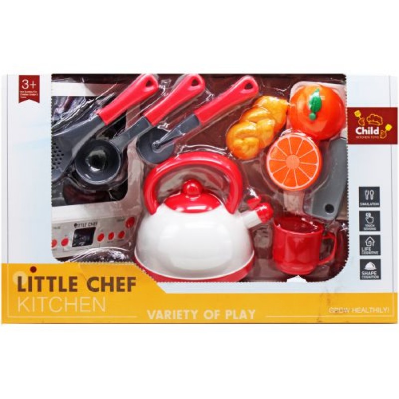 Плита на батарейках "Little Chef", з продуктами та посудом Пластик Різнобарв'я (213996)