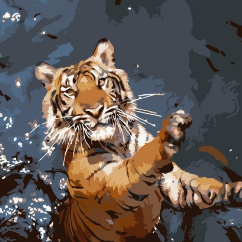 Картина за номерами "Тигр-ловець" ★★★★ Комбінований Різнобарв'я (215528)
