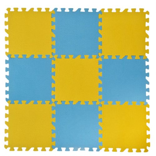 Килимок-пазл EVA арт. K89404 жовто-блакитний деталь 30*30*0,8см 9 дет, килимок 86,6*86,8*0,8 см. (217753)